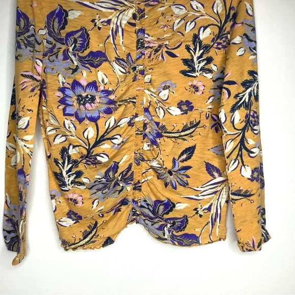 < We The Free Dreamed Of You Floral Ruched Long Sleeve Top > - Picture 5 of 8